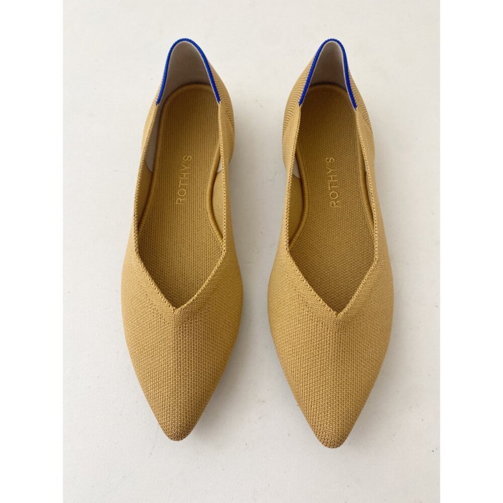 Rothy's The Point II Flats Shoes Tan Brown Gold
